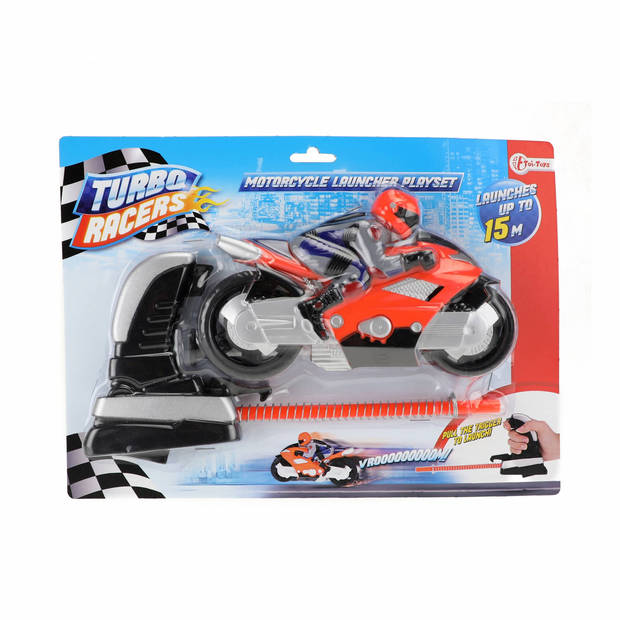 Toi-Toys afschietmotor met rijder 12 cm