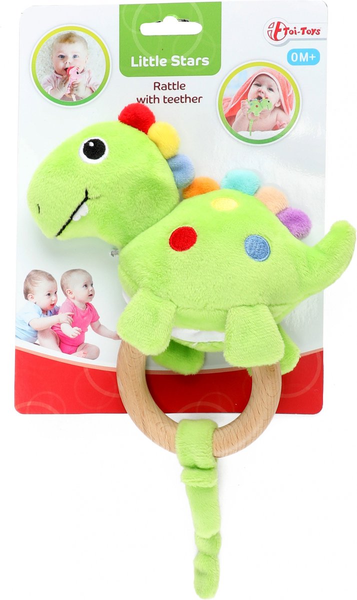 Toi-toys Rammelaar Dino Junior Hout/katoen Groen