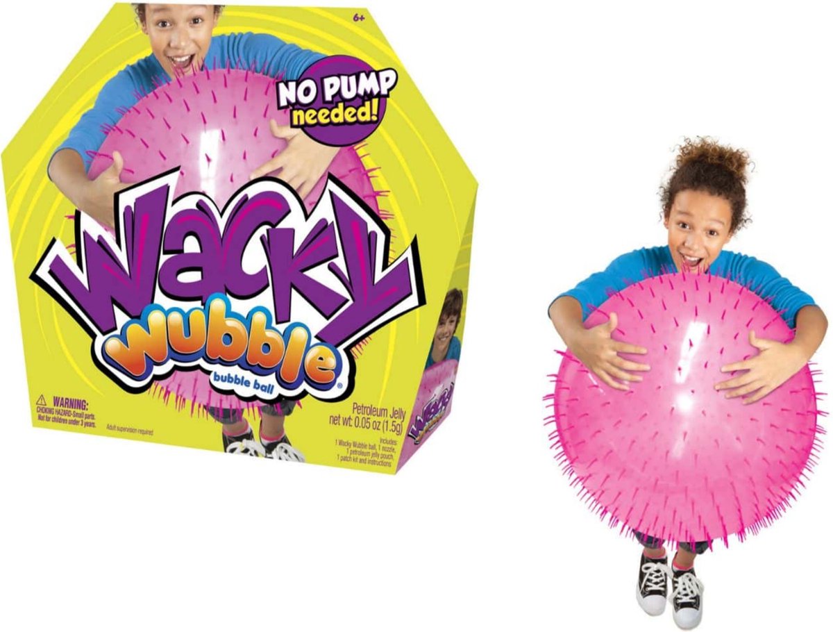 Wacky Wubble stekelbal roze Bubbel Bal - Speelbal van 60 cm groot - Geen pomp benodigd - Buitenspelen