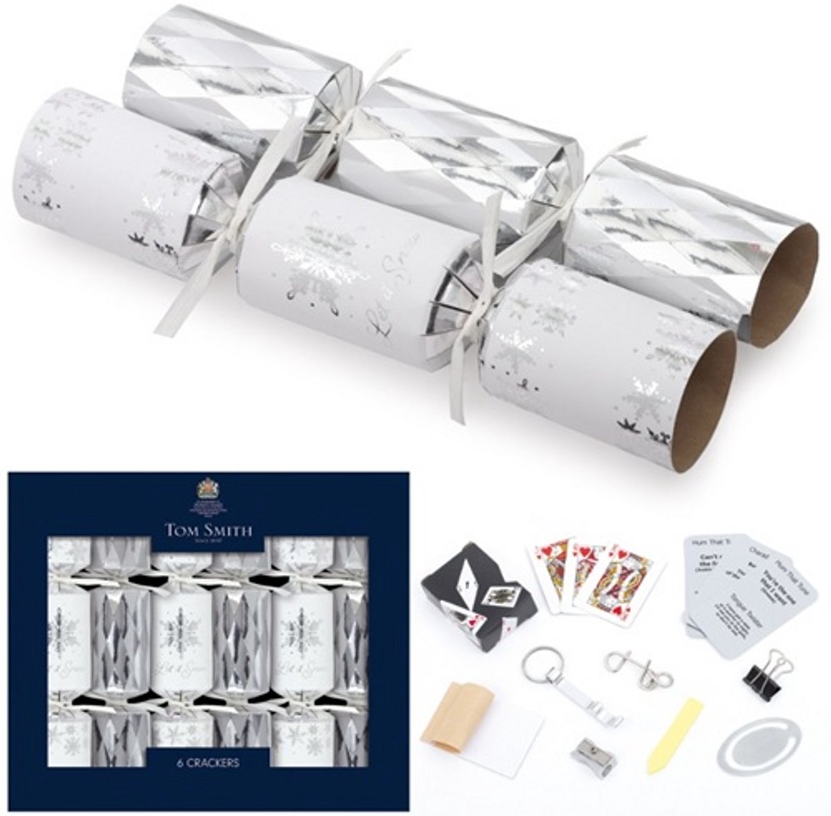 Tom Smith Christmas cracker Silver luxury 6st 8inch