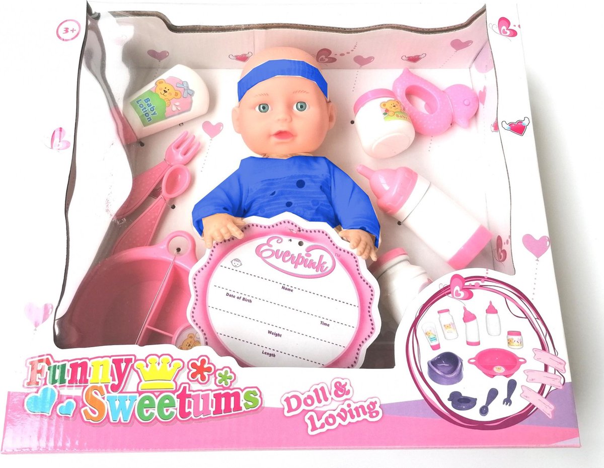 Tom Babypop Funny Sweetums Junior Textiel Blauw