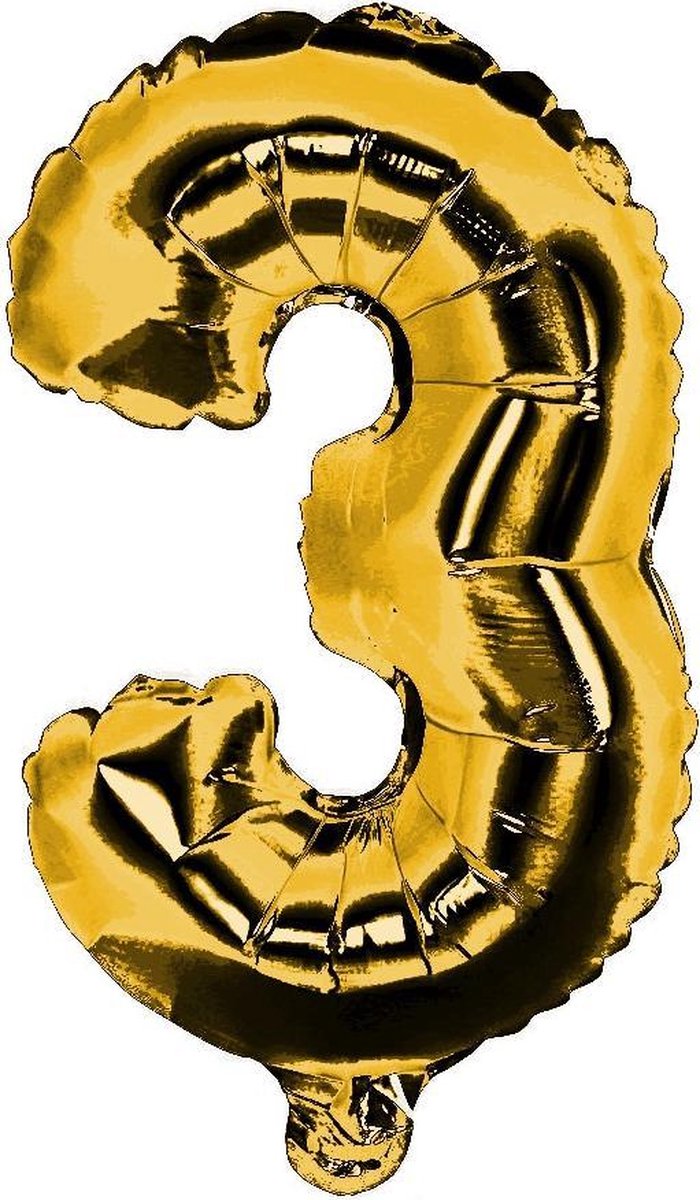 Tom Cijferballon 3 Folie 35 Cm Metallic Goud