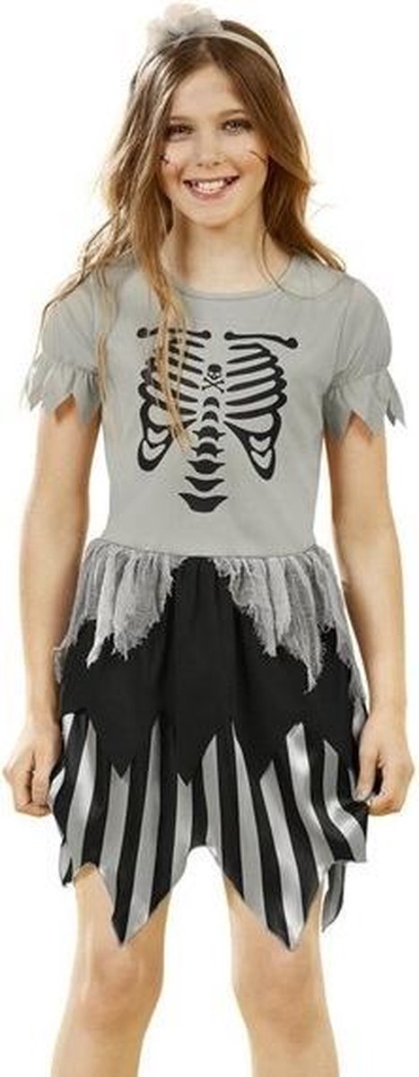Tom Kostuum Skelet Meisjes Grijs Maat M