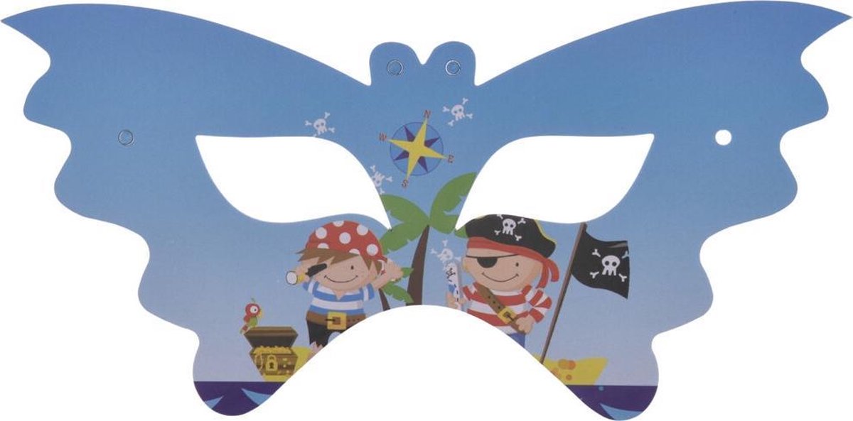 Tom Oogmasker Piraten Junior Papier Blauw 8-delig