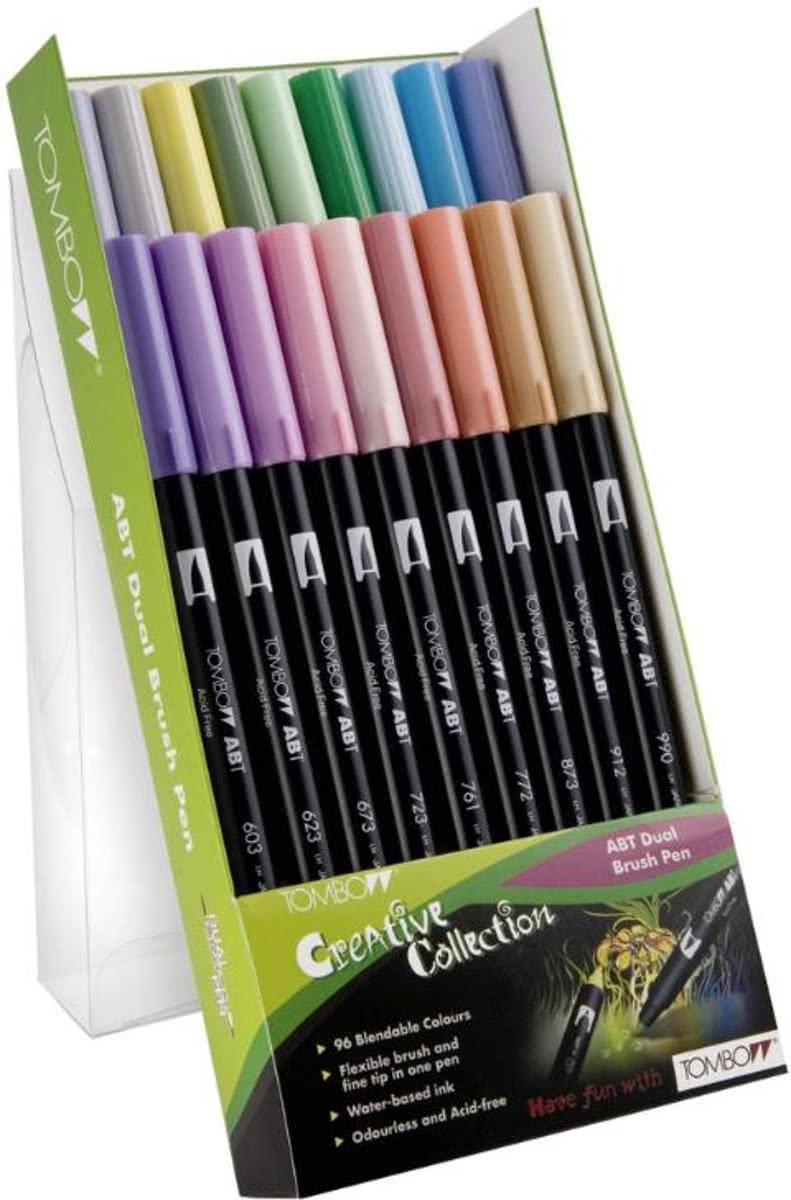 TOMBOW Dual Brush Pen ABT, 18-colours-set, pastels colours