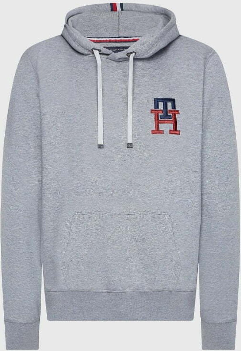 Tommy Hilfiger - Essential Monogram Hoody - Heathered Speckeled Dark Grey - MAAT XXL