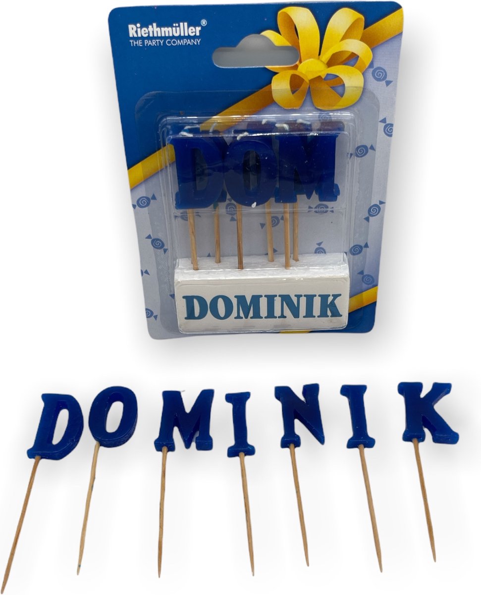 Namen Kaarsjes - Letter Kaars - Kaarsje Met Je Naam - DOMINIK - Blauw - Verjaardag Kaarsje Naam DOMINIK