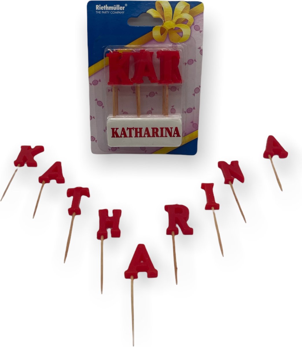Namen Kaarsjes - Letter Kaars - Kaarsje Met Je Naam - KATHARINA - Rood - Verjaardag Kaarsje Naam KATHARINA
