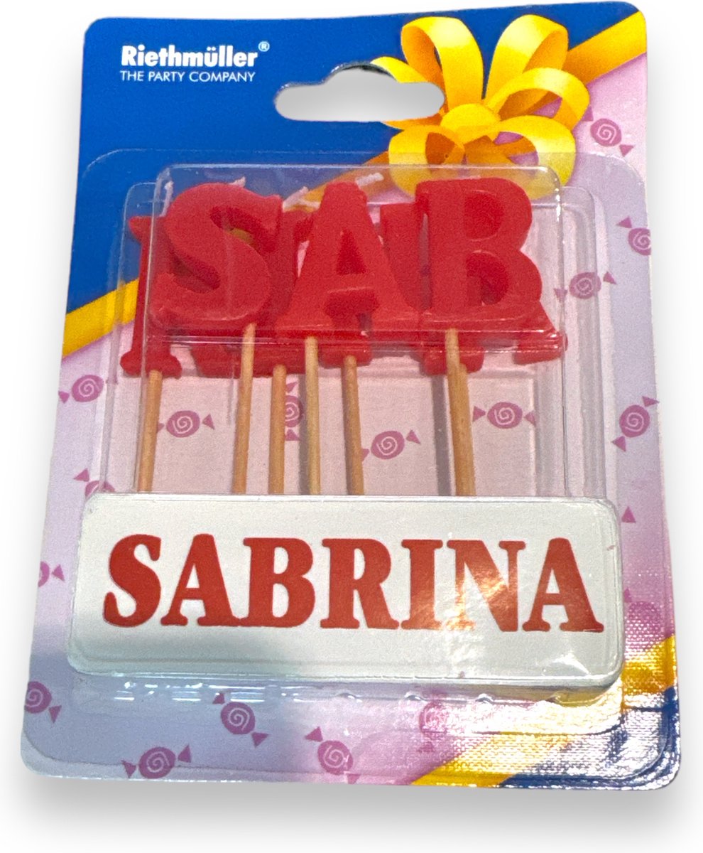 Namen Kaarsjes - Letter Kaars - Kaarsje Met Je Naam - Sabrina - Rood - Verjaardag Kaarsje Naam SABRINA