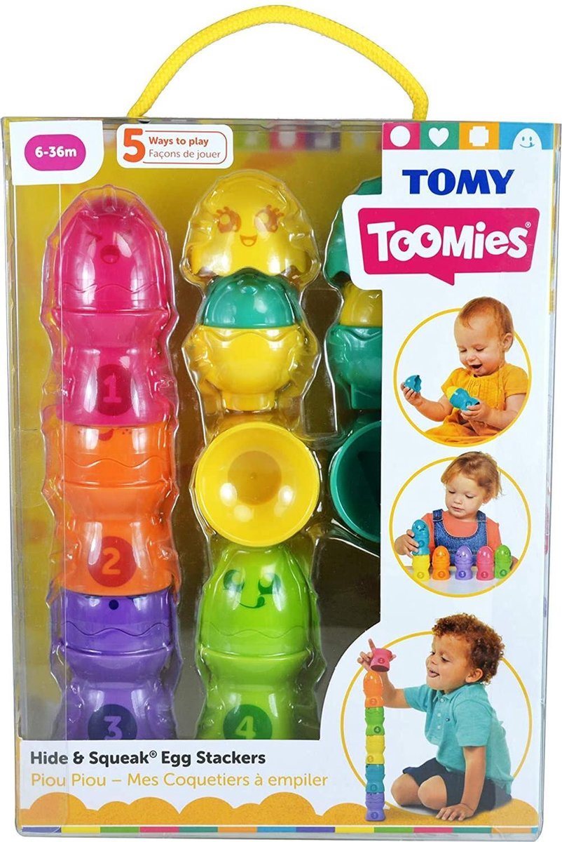 TOMY Toomies - Hide & Squeak Egg Stackers - Constructiespeelgoed