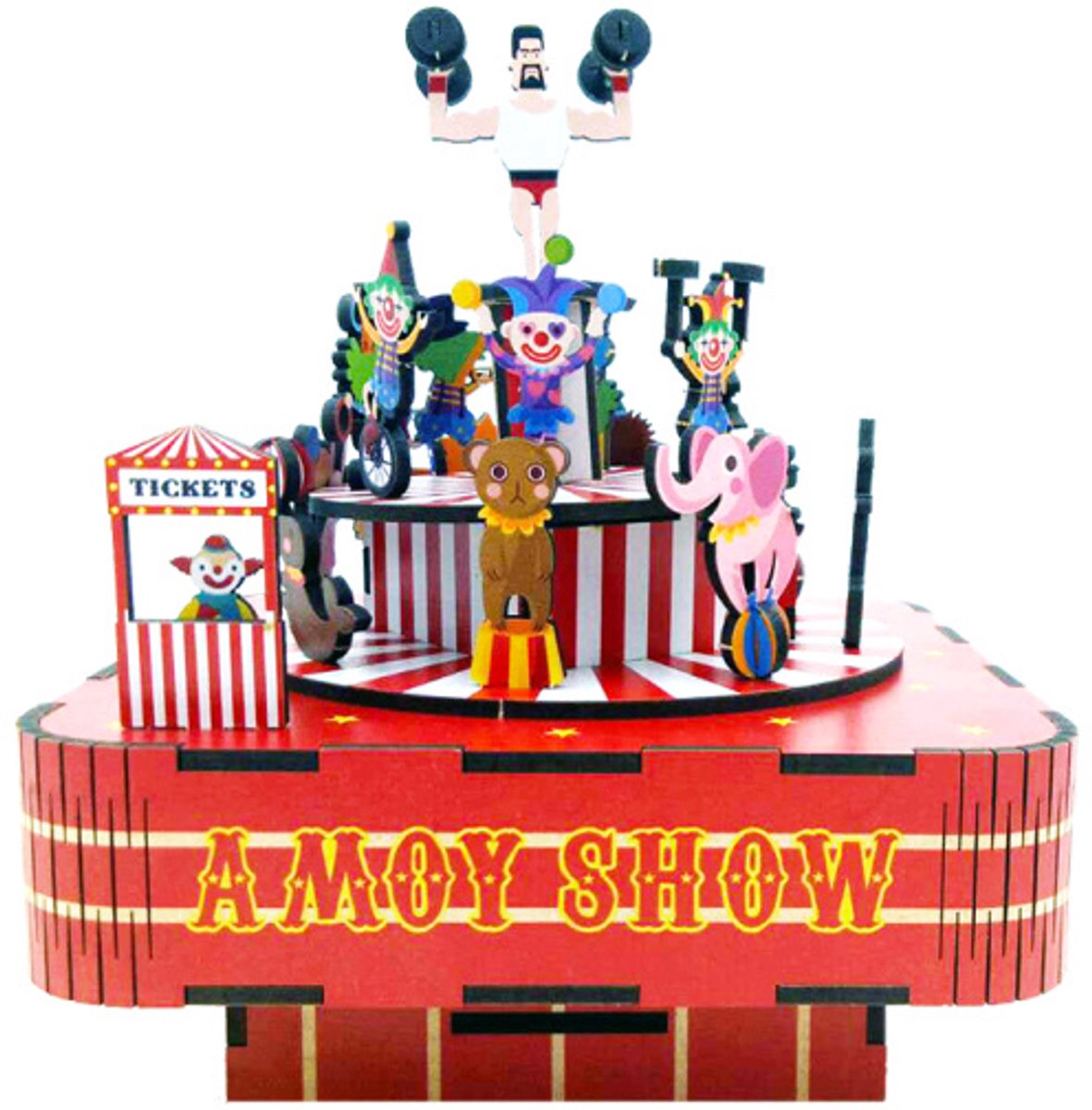 Tonecheer Circus Troupe Bouwpakket - Modelbouw - 14 x 14 x 16 cm - 3D Puzzel - DIY Muziekdoos Pakket - Modelbouwpakketten - Knutselen voor Volwassenen - Knutselpakket