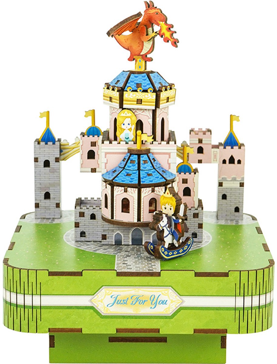 Tonecheer Fairytable Castle Bouwpakket - Modelbouw - 4 x 14 x 18,5 cm - Houten 3D Puzzel - DIY Muziekdoos Pakket - Modelbouwpakketten - Knutselen voor Volwassenen - Knutselpakket