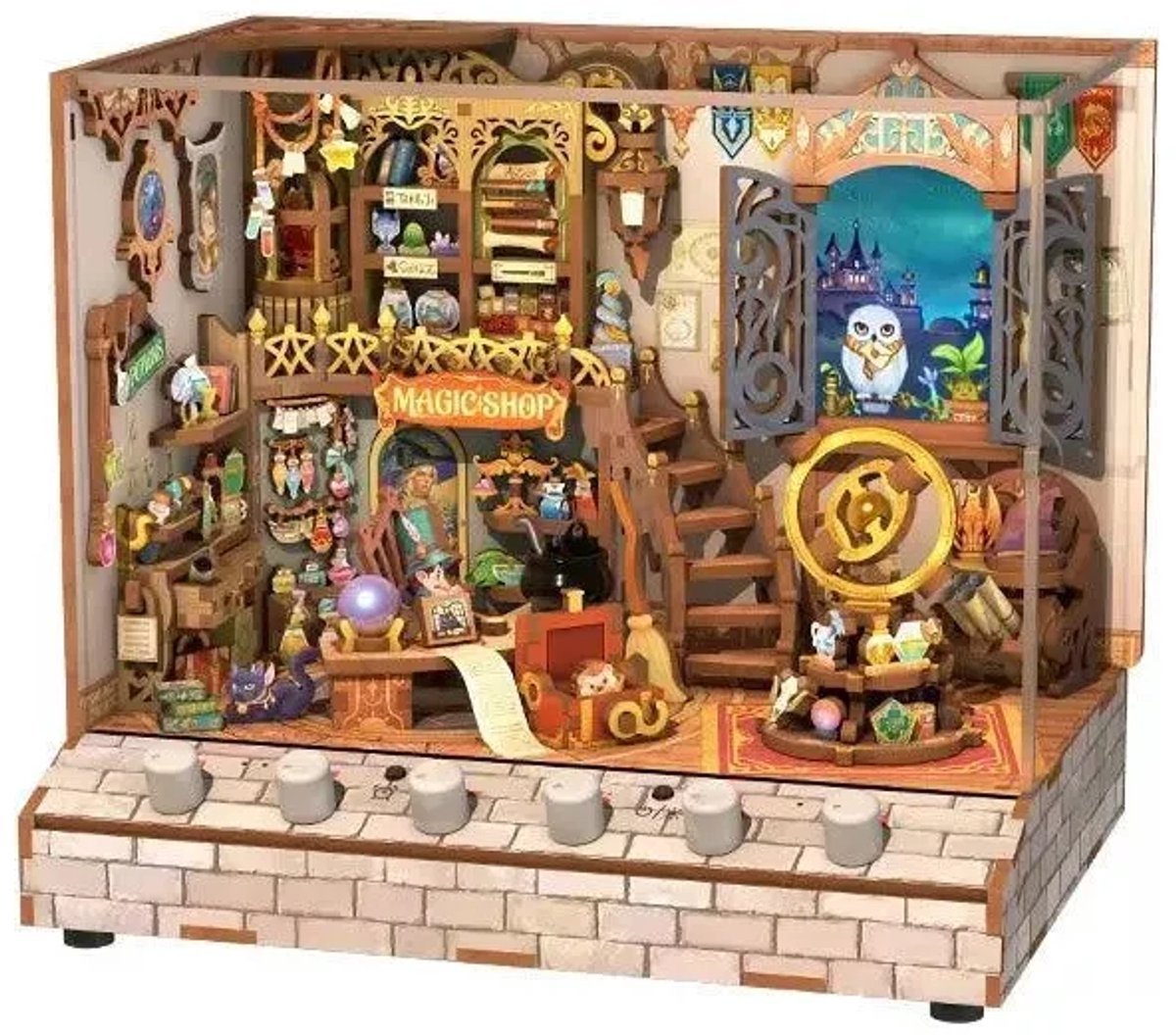 Tonecheer Magic Shop Modelbouw - Bouwpakket - 18 x 14,5 x 15,4 cm - DIY Pakket - 6 Geluidseffecten - Modelbouwpakketten Volwassenen - Houten Decoratie