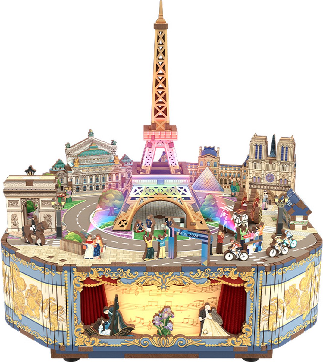 Tonecheer Romantic Paris Bouwpakket - Modelbouw - 16 x 14 x 17,7 cm - 3D Puzzel - DIY Muziekdoos Pakket - Modelbouwpakketten - Knutselen voor Volwassenen - Knutselpakket
