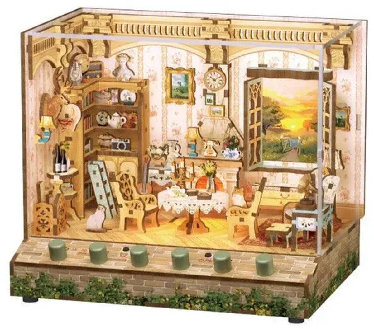 Tonecheer The Pastoral Home - Bouwpakket - Modelbouw - 18 x 14,5 x 15,4 cm - DIY Pakket - Miniatuurhuis - Modelbouwpakketten Volwassenen - 6 Geluidseffecten - Incl. Stofkap