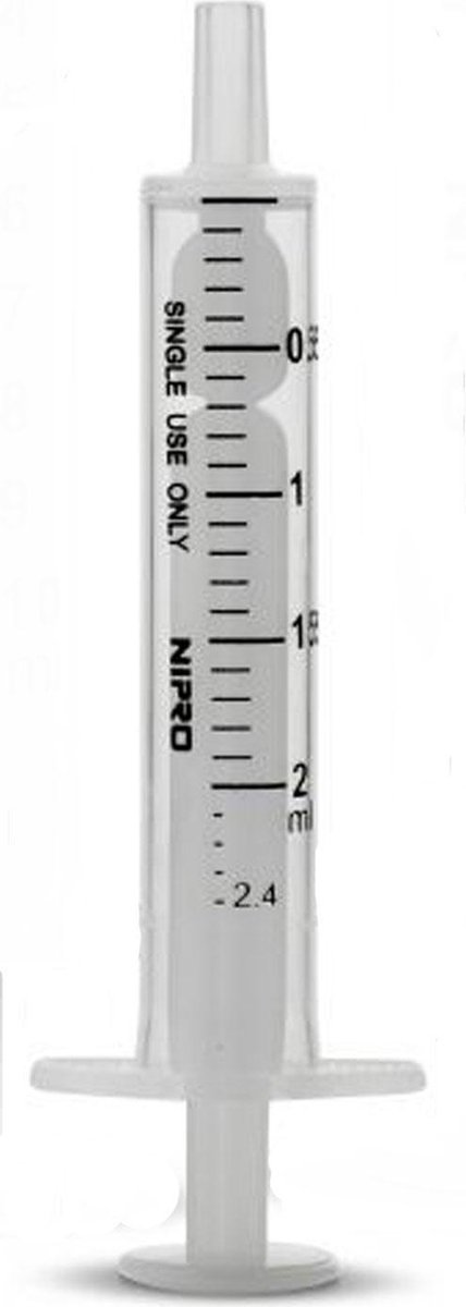 25 Stuks 2ml. Spuitjes - Met inhoudsindeling