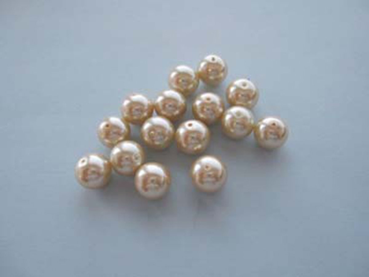 Glazen Parels Rond - 12mm - Licht Goud - 30 Stuks