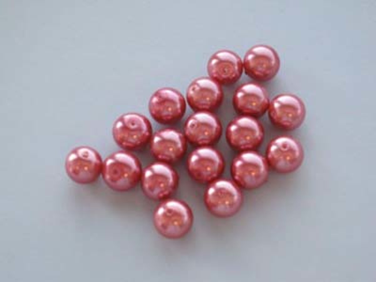 Glazen Parels Rond - 14mm - Koraal Rood - 20 Stuks