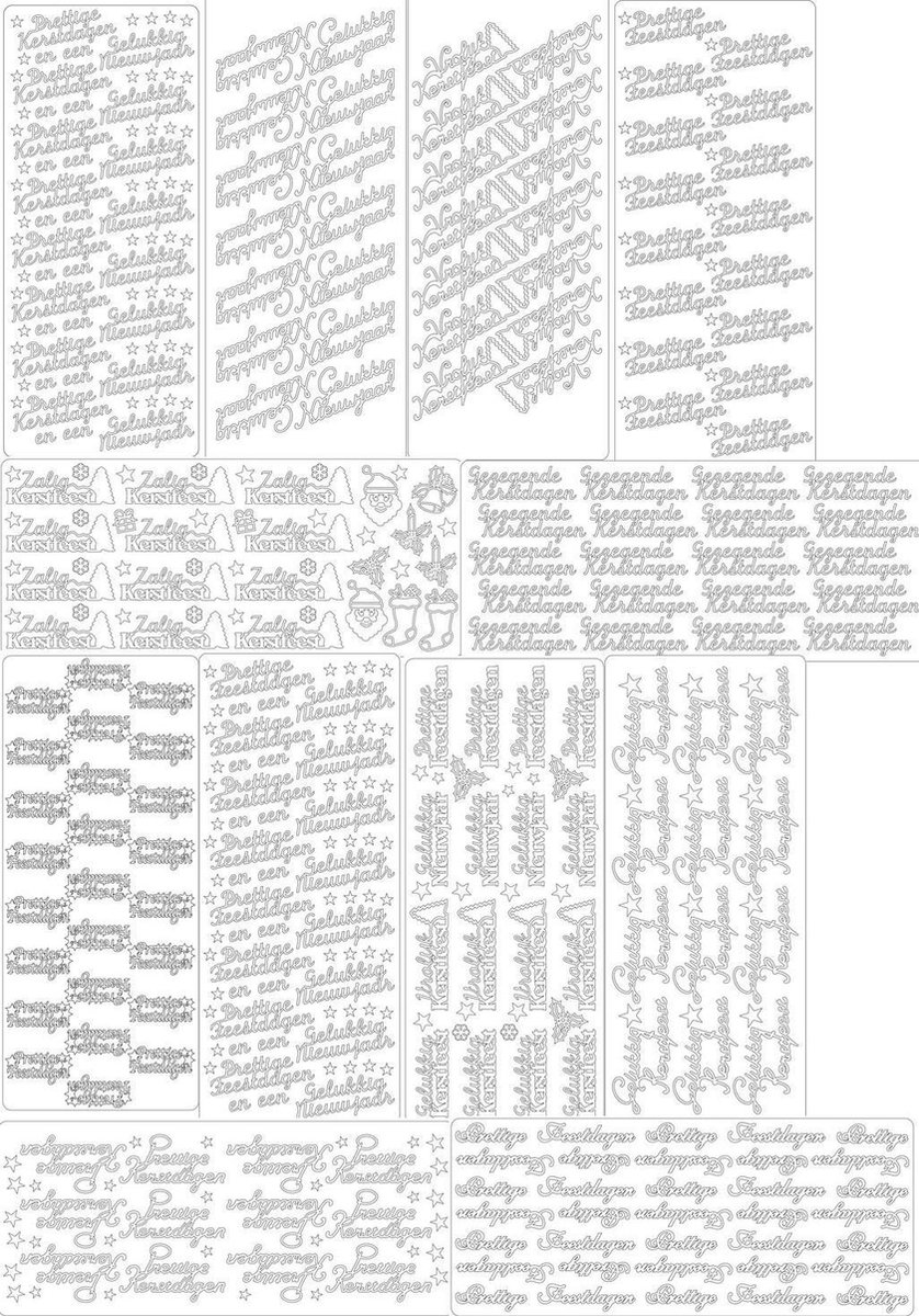 Peel-Off Stickervellen Set - 12 Stuks - Kerst en Nieuwjaar - Goudkleurig