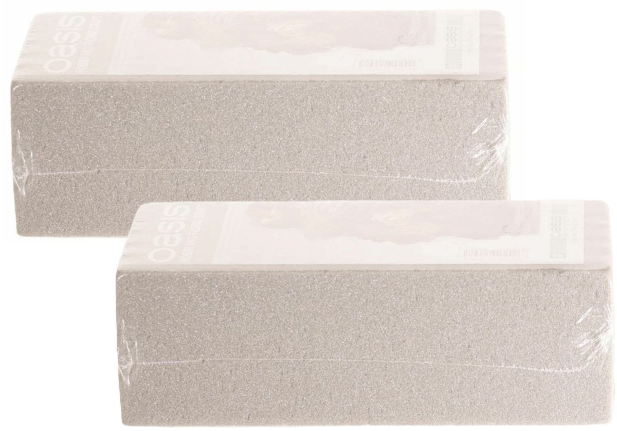 Top Art Steekschuim/oase - 2x - droog - rechthoekig - grijs - 23 x 11 x 8 cm - bloemen - bloemstukken