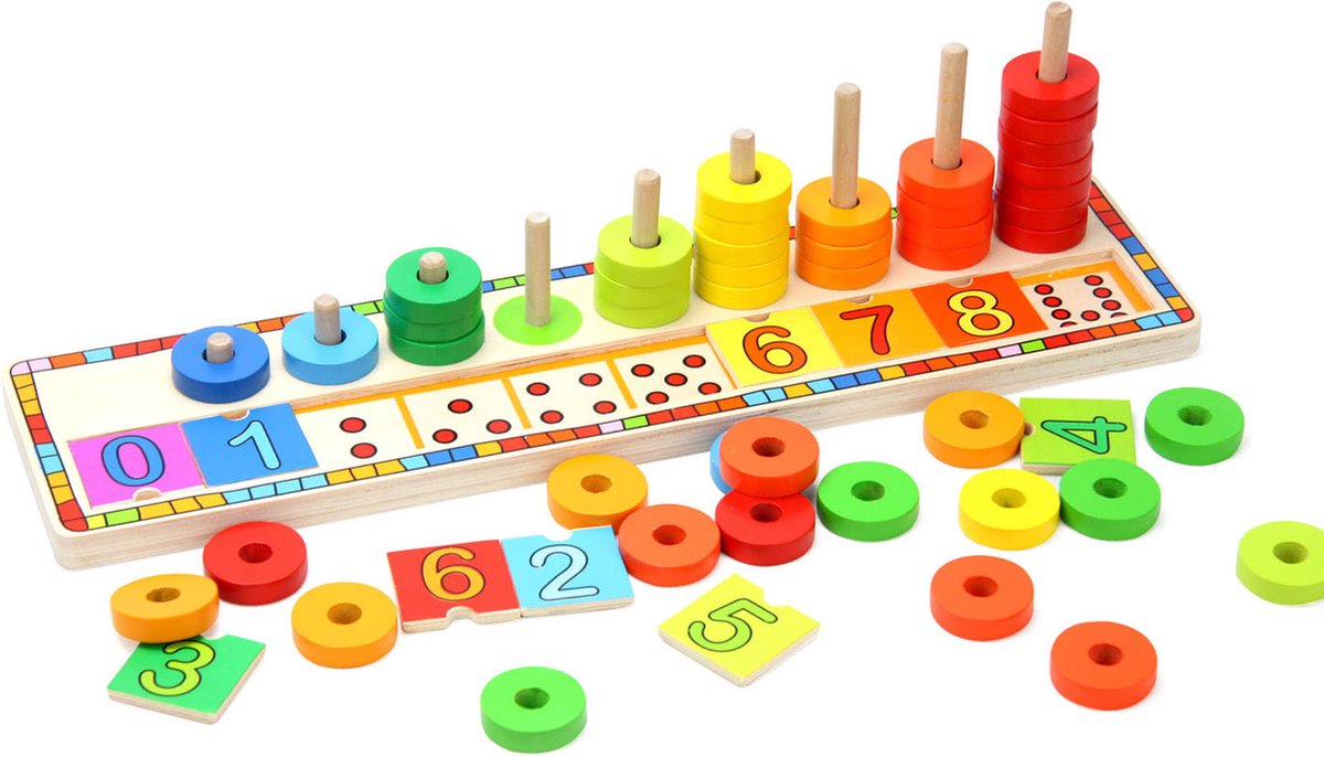 Topbright Houten Leerspel Ringen Tellen, 56dlg.