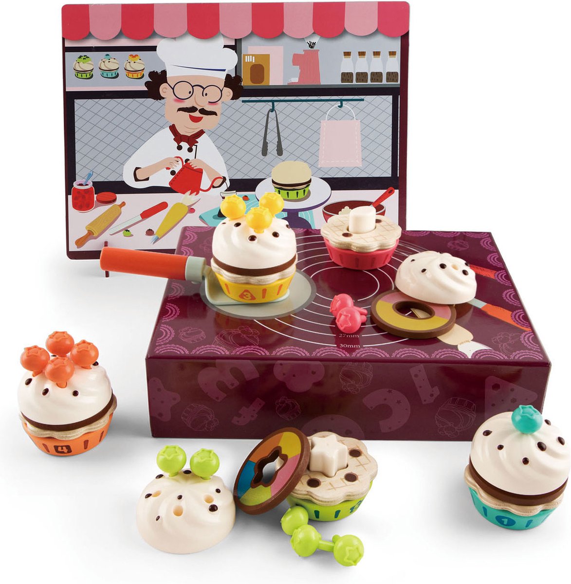 Topbright houten cupcakes speelset educatief speelgoed multicolor.