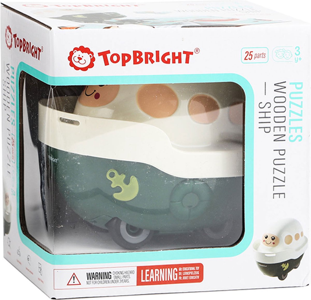 Topbright houten legpuzzel haven stoomboot 24 stukjes educatief speelgoed.