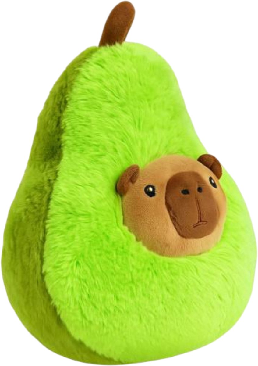 Topknuffels® - Capibara Avocado Kawaii Pluche Knuffel 30 cm - Grote Capybara Knuffels Knuffeldier - Groot Bruin Dierenknuffel - Kapibara Kapybara - Speelgoed Kawaii Kussen - TikTok Plush Toy