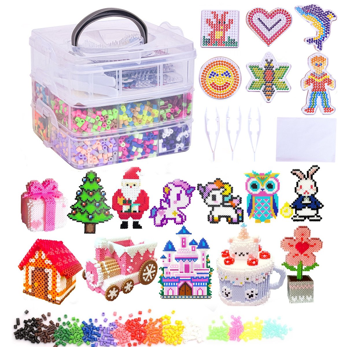 Topmelon Strijkkralen - Strijkparels - Strijkkralen Set - strijkkralen grondplaten - Creatief Speelgoed meisjes / jongens - knutselkoffer - Incl. Accessoires - Set van 10000-36 Kleuren Multi