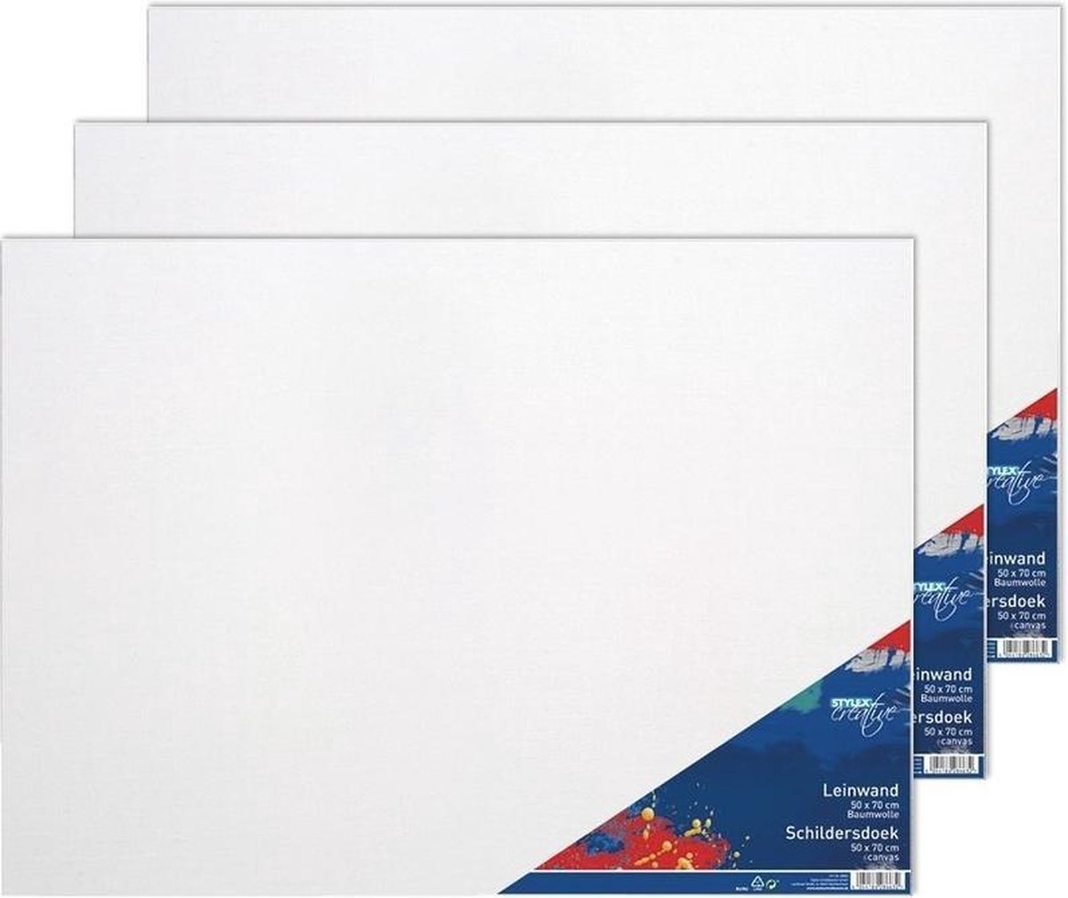 Set van 6x stuks canvas schildersdoeken 50 x 70 cm voor hobby verf schilderen - hobby materialen artikelen