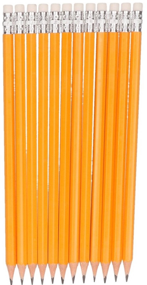 Teken potloden - setje van 36x stuks - schrijf of teken potloden - met gum