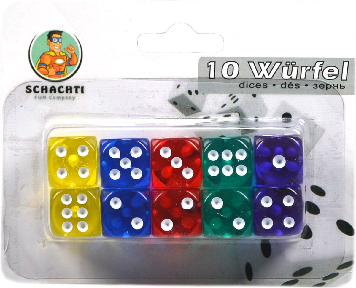 TopTen Dobbelstenen - 20x - kleurenmix - kunststof - bordspellen - dobbel spellen