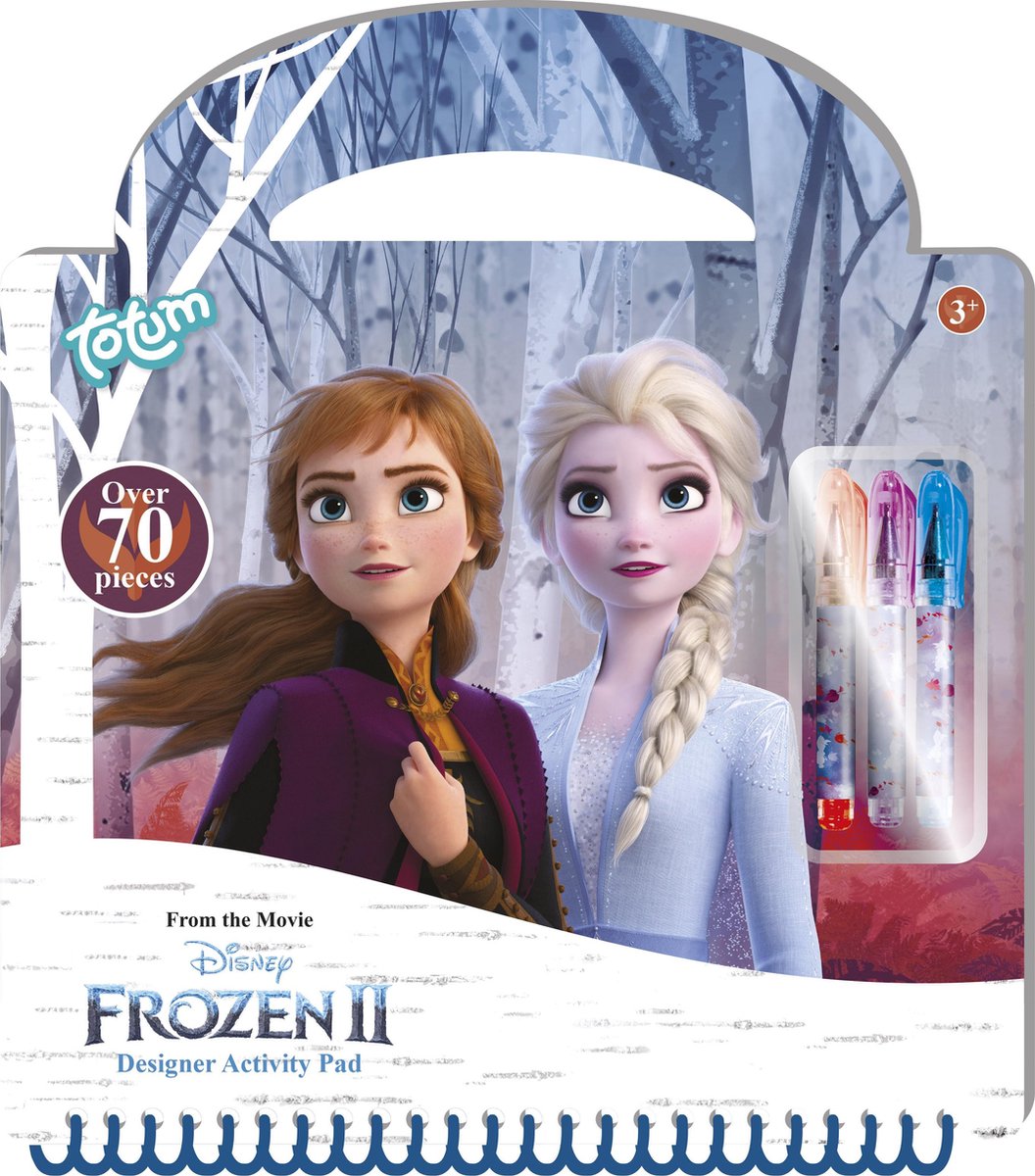 Frozen 2 Designer teken- en activiteitenboek - 26 x 23 cm - 30-delig incl. sjablonen, stickers en mini gelpennen - met ringband en harde kaft