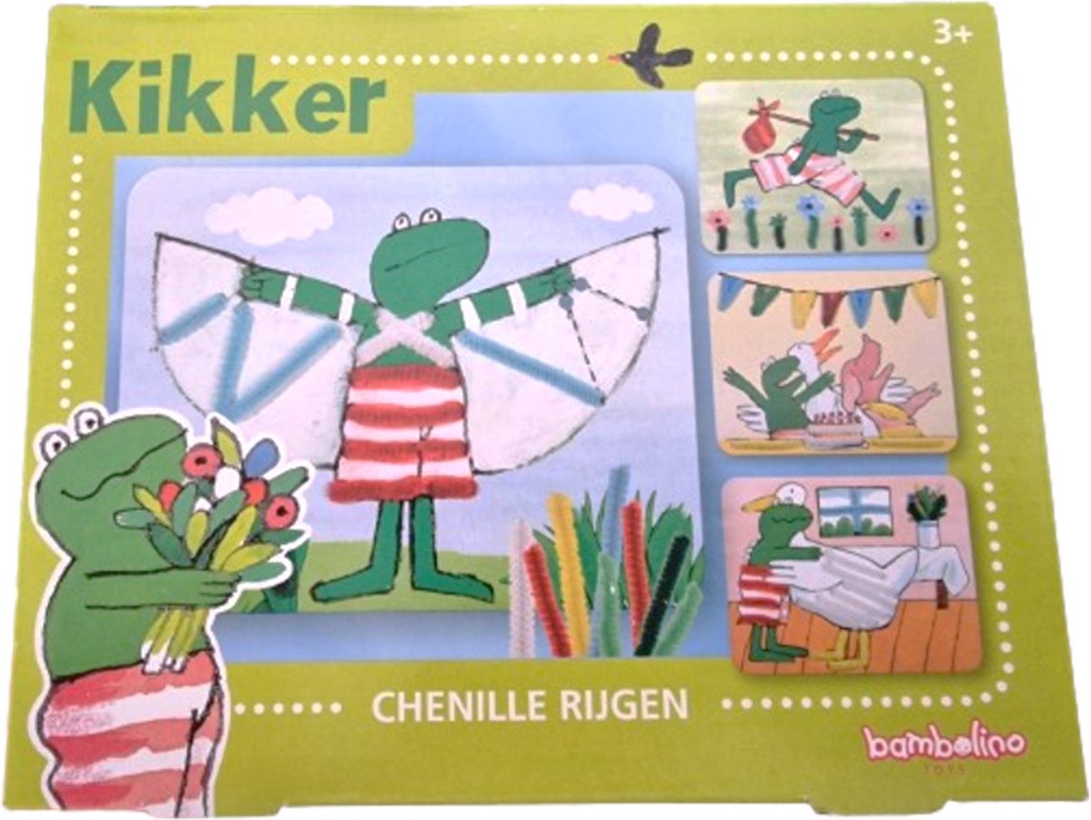 Kikker Chenille rijgen - Met 4 afbeeldingen - Inclusief draad met kleur - Hobbypakket voor kinderen vanaf 3 jaar