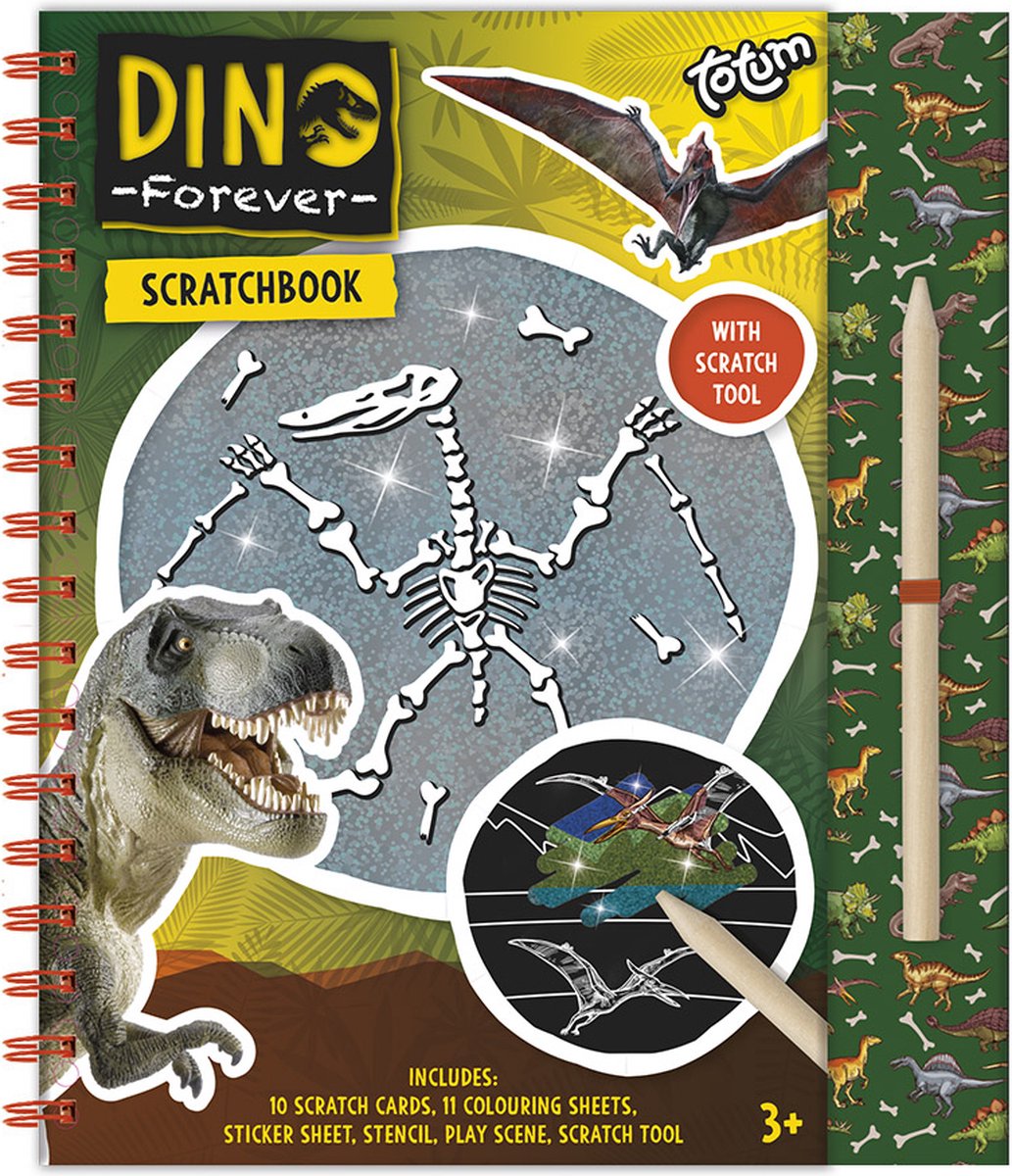 Totum - Dino kras- en kleurplatenboek - scratch book dinosaurus thema