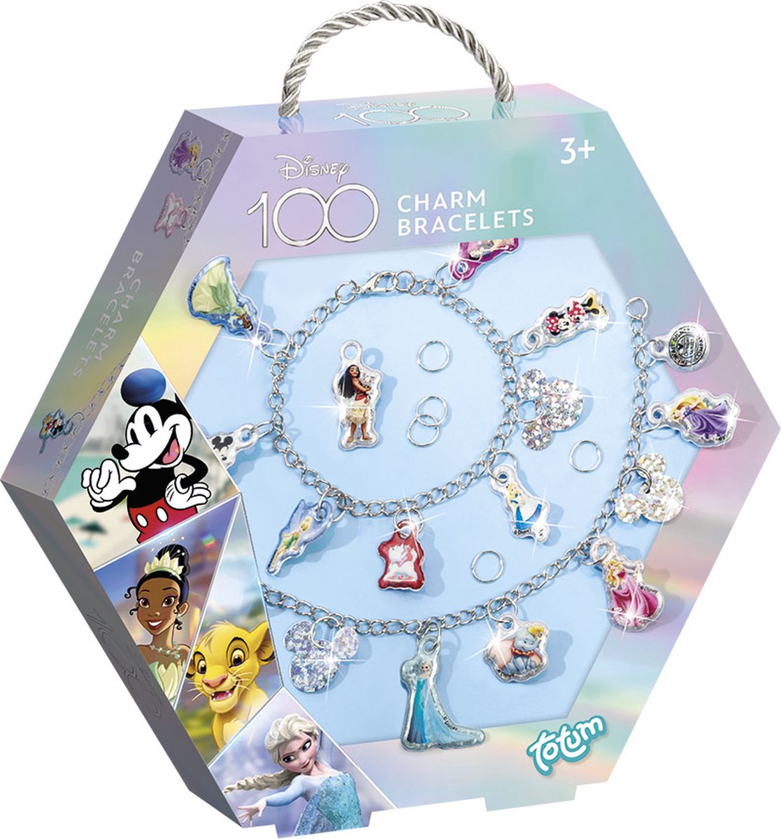 Totum Disney 100 glitter bedelarmbandjes prinsessen en classics - limited edition - jubileumuitgave voor 100 jaar Disney
