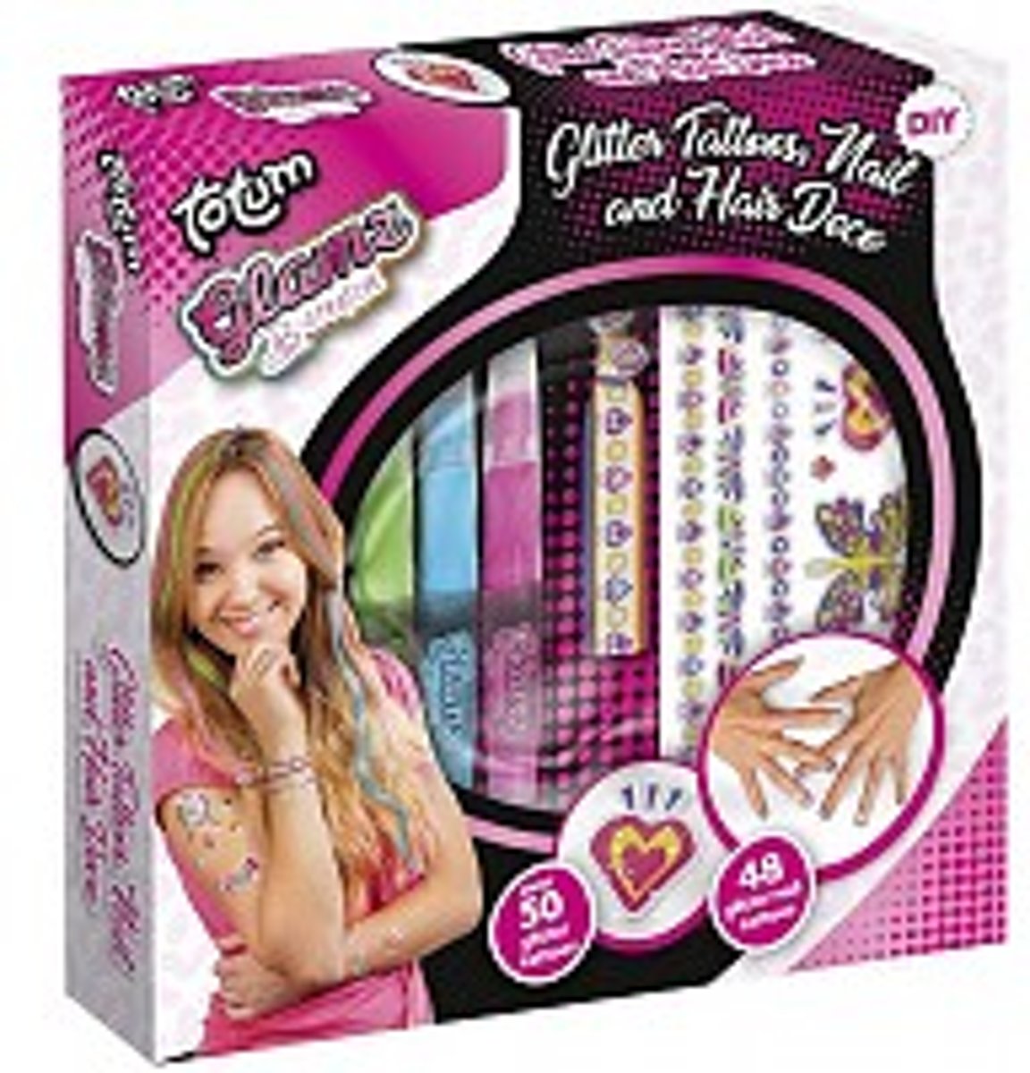 Totum Glamz Glitter tattoos, Nail and Hair deco - Design jezelf nog mooier met haarkrijt en glitter tatoeages