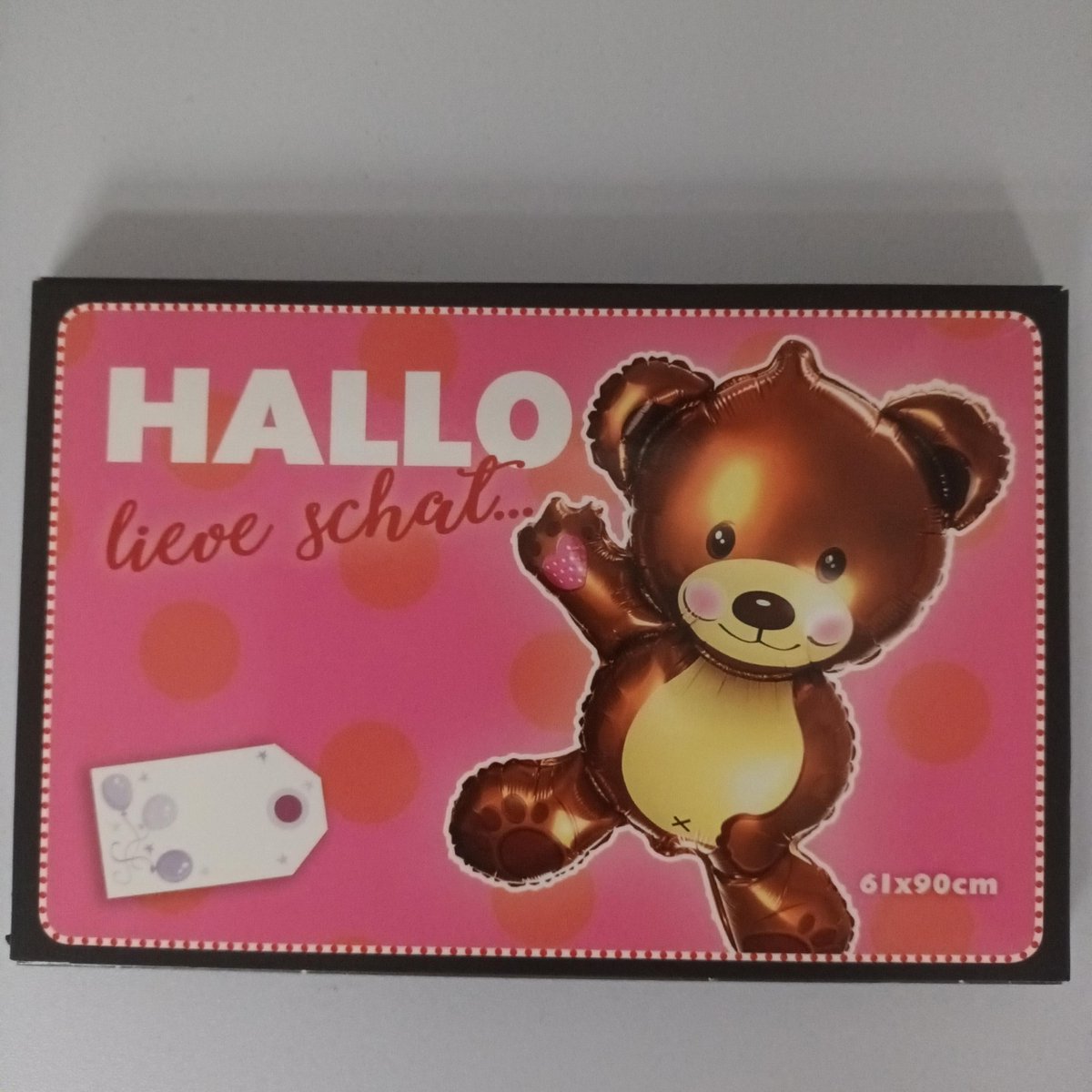 Folieballon Liefde - Folie Ballon - Hallo Lieve Schat - Beer Teddy - 61X90cm - Met Kadolabel