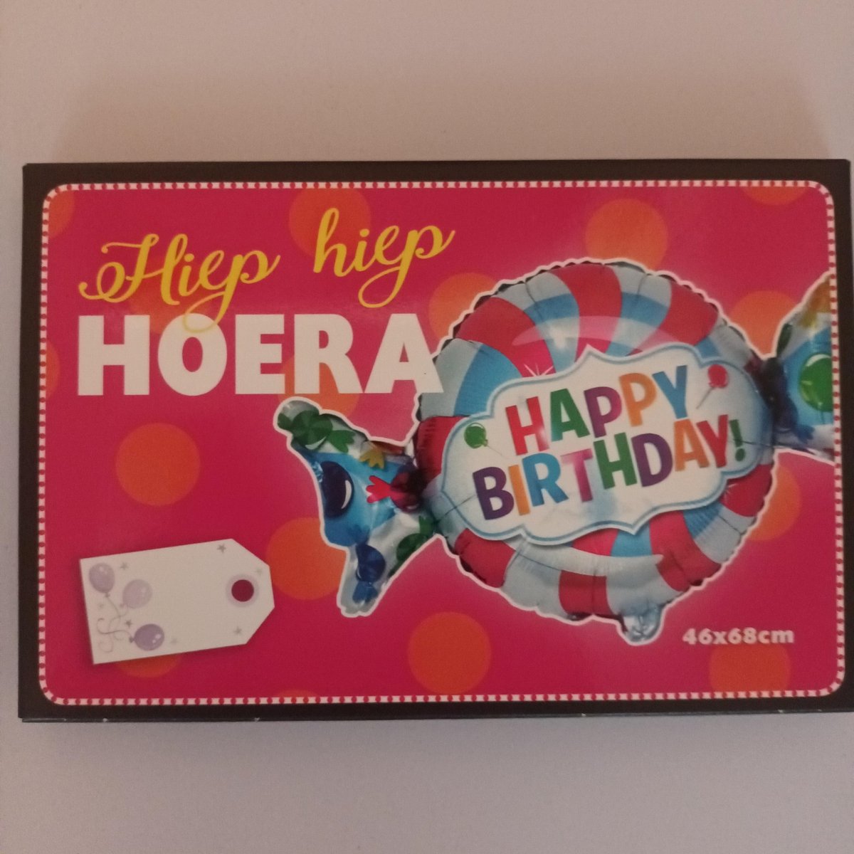 Folieballon Verjaardag - Folie Ballon - Hiep Hiep Hoera - Happy Birthday - 46X68cm - Met Kadolabel