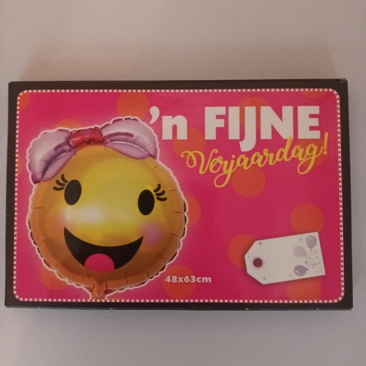 Folieballon Verjaardag Smiley - Folie Ballon - Een Fijne Verjaardag - 48X63cm - Met Kadolabel