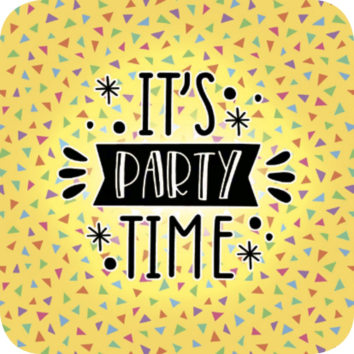 30x Luxe Bierviltje/Onderzetter Party Time, Geel - Feest - Themafeest - Versiering - Verjaardag - Party