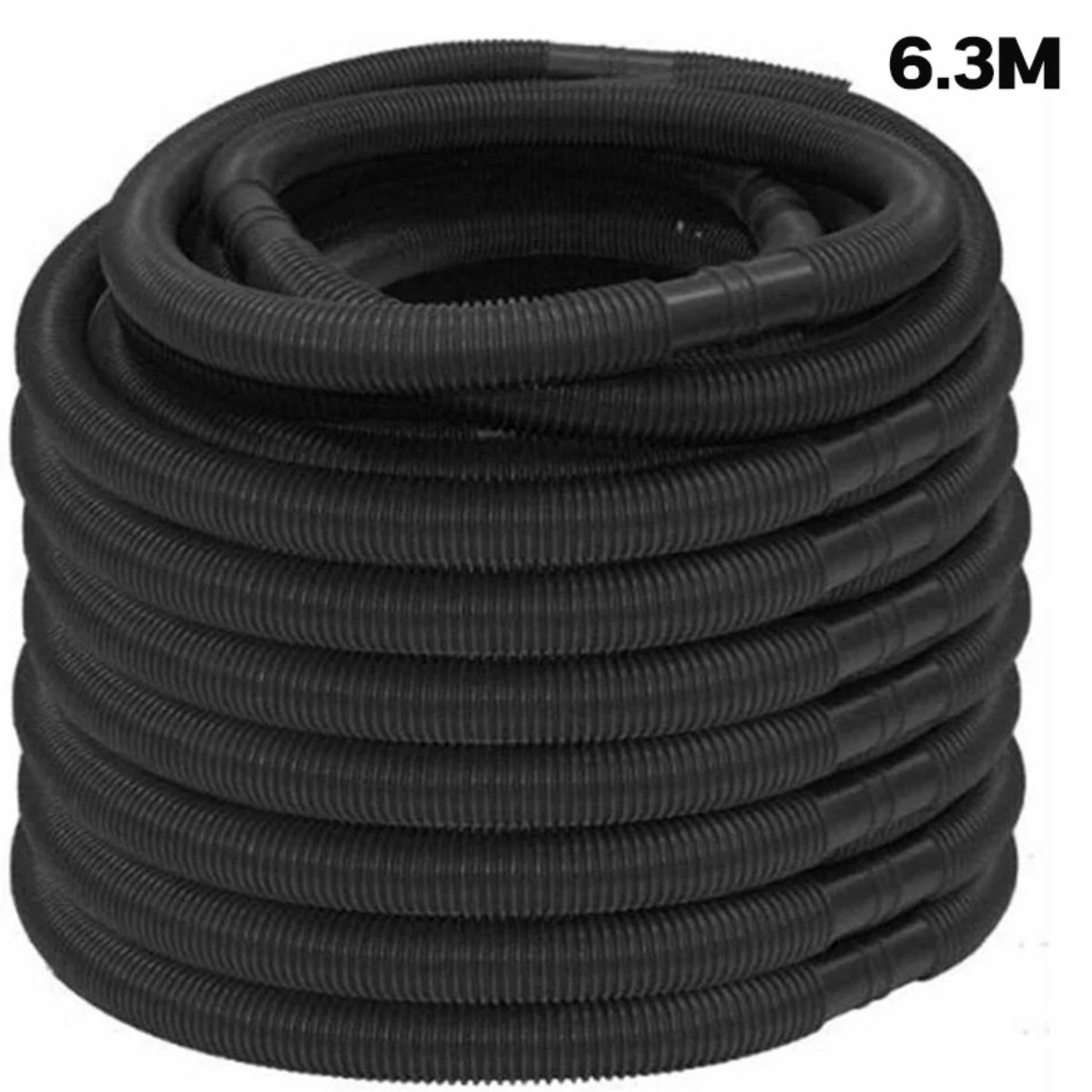 TOVBMUP Zwembadslang - Zwembadslang 32 mm - Zwembadzuigslang reinigingsaccessoire - Deelbaar iedere 105 cm - Zwart - Diameter 32 mm - Lengte 6,3 m, UV- en chloorbestendig