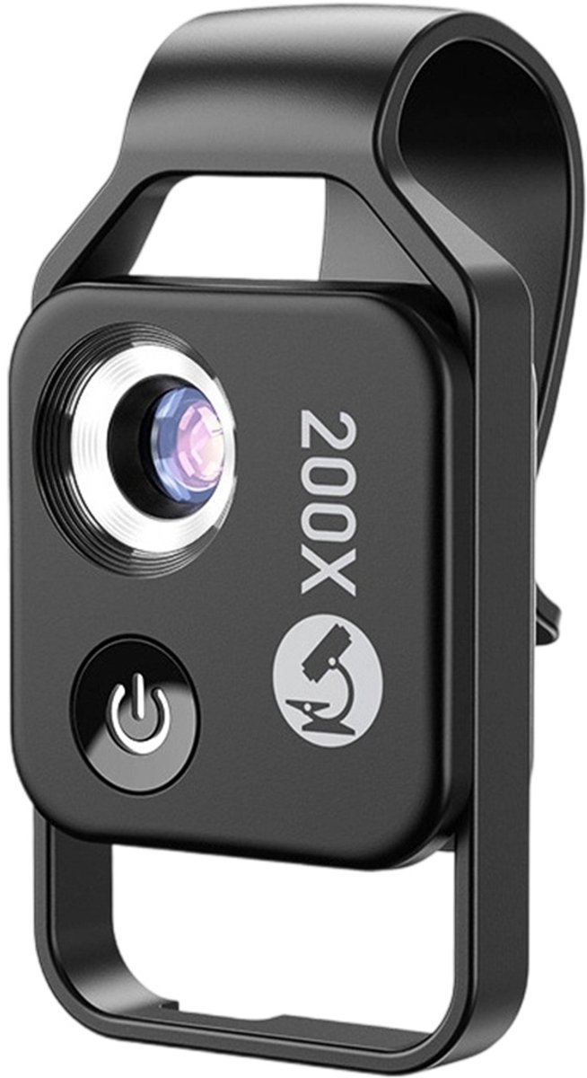 Tovbmup 200x - Mobiele microscoop - Smartphone-microscoop - Ontdek de microscopische wereld met uw smartphone-microscoop - Zwart