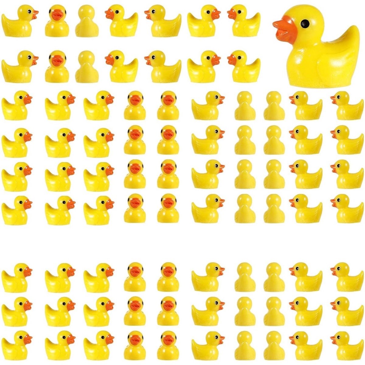 Tovbmup Mini Eend - Eendje Model - Hars Eendje - Mini Diermodel - Geschikt voor Aquarium, Miniatuurtuin, Modeldecoratie, DIY, Potplanten Micro Landschapsdecoratie - Geel - 100 stuks