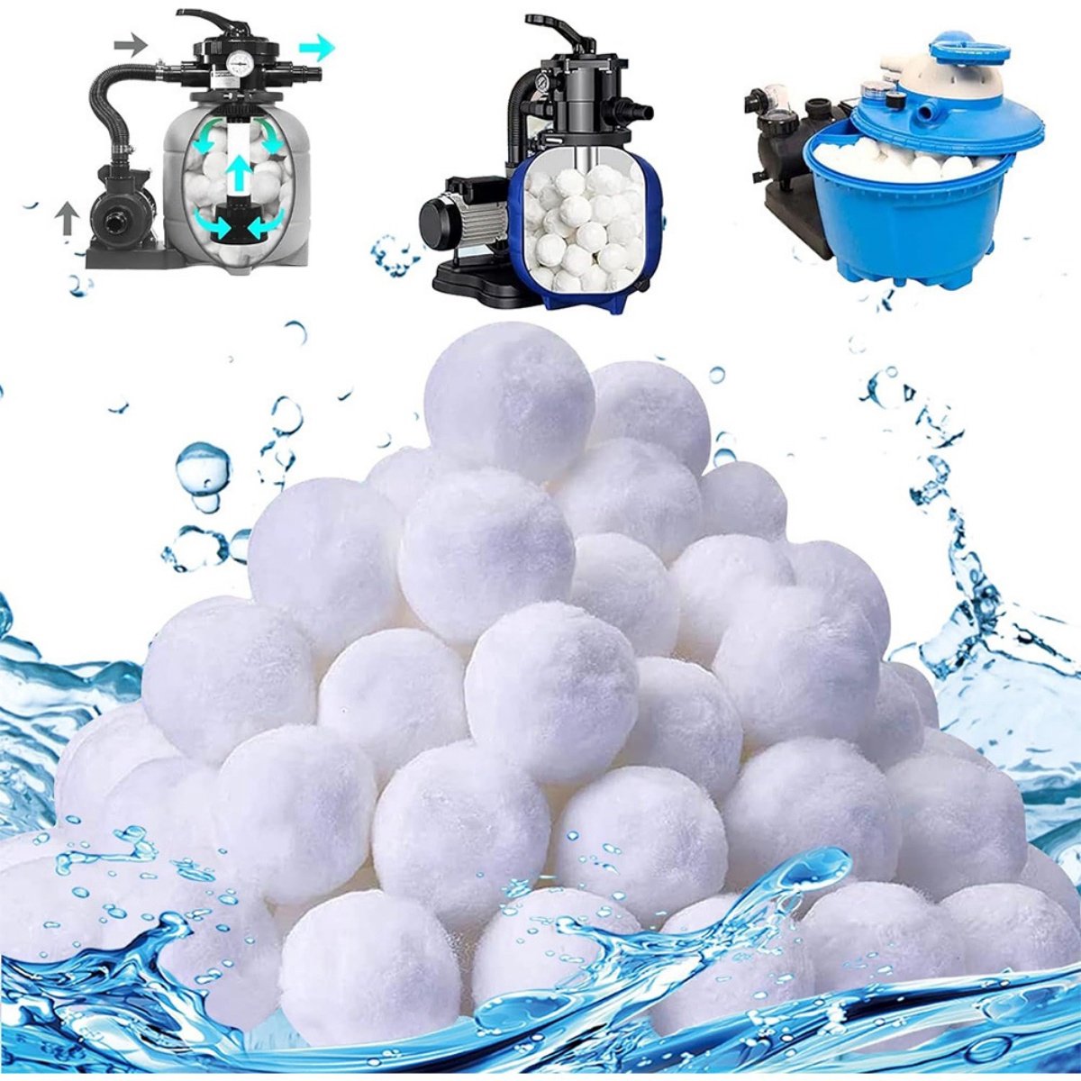 Tovbmup Zandfiltersysteem Filterbalbad - 1300g Filterbal Vervangend 45kg Filterzand en Kwartszand - Herbruikbaar Filterbalbad met Wasnet - Filterpomp Aquarium Zwembad Accessoires