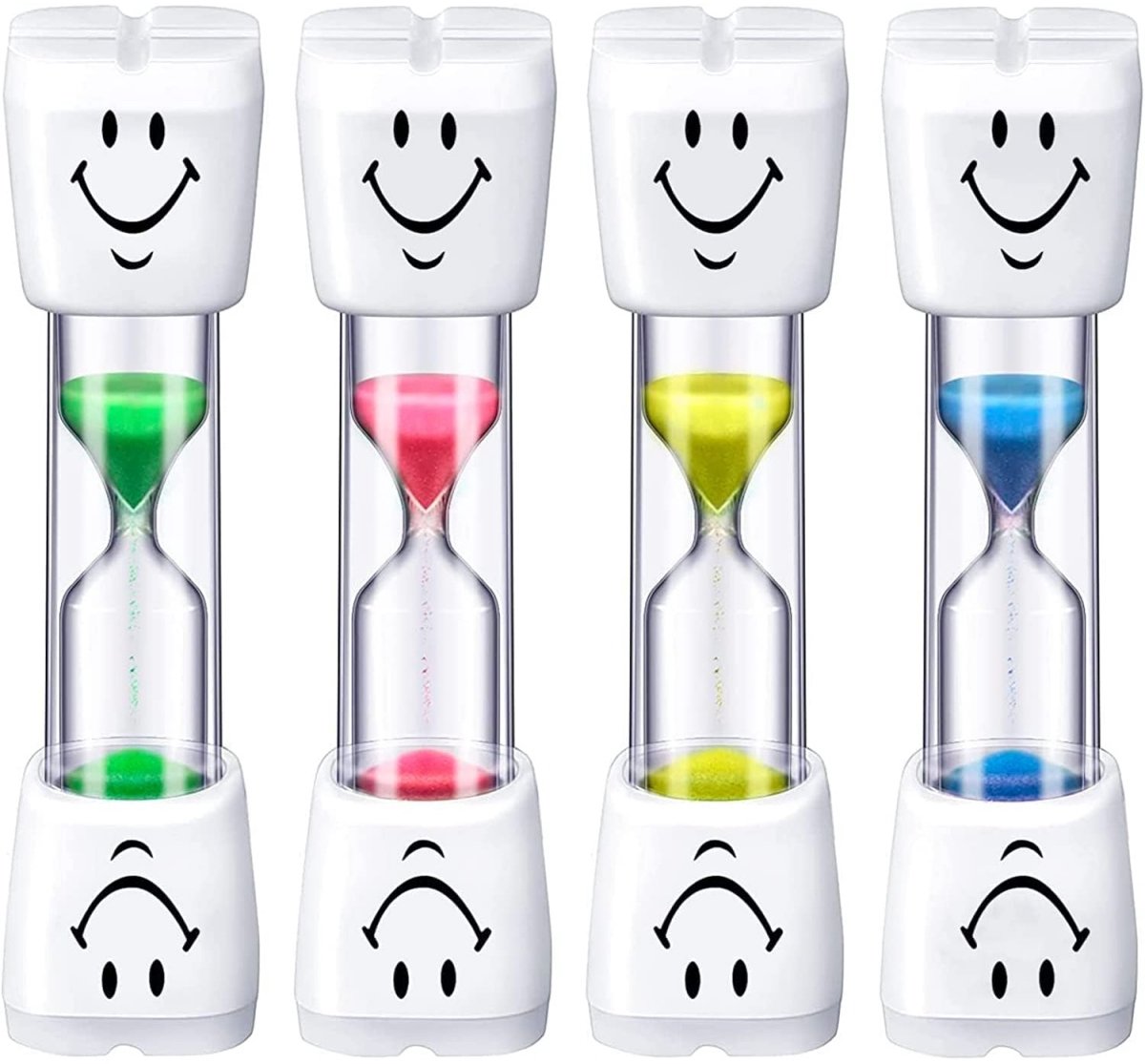 Tovbmup Zandlopertimer - 4-pack - Kinder-zandloper-aftelcalculator van 3 minuten - Geschikt voor kinderen tijdens het poetsen, spelletjes, koken en kantoorgebruik - Multicolor