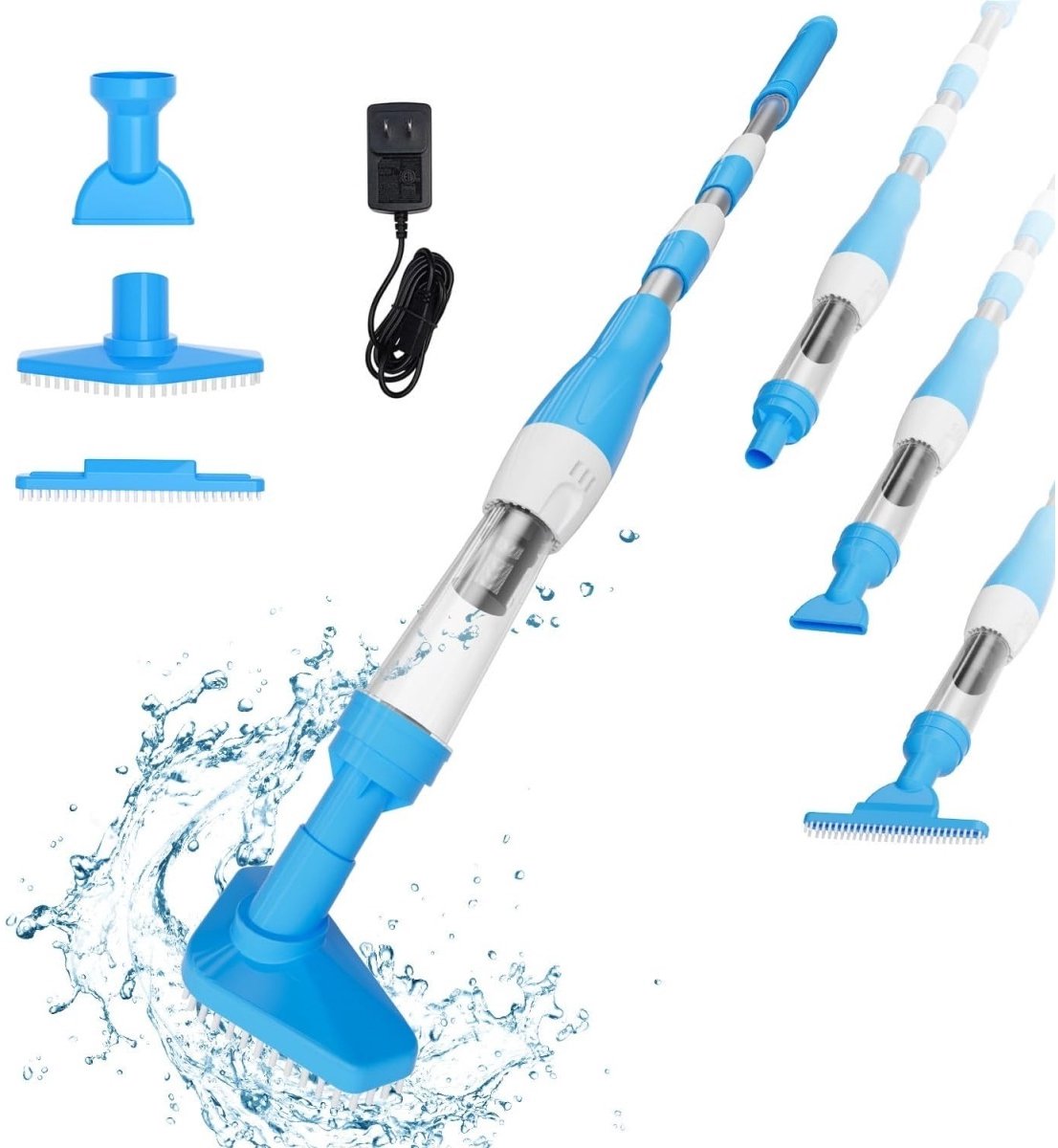 Tovbmup Zwembadstofzuiger - 3-in-1 elektrische reiniger - met oplaadbare batterij - Geschikt voor kleine zwembaden, hot tubs en spas - Blauw