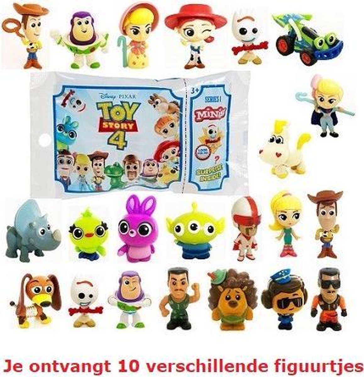 Speelset van 10 verschillende Toy Story 4 figuurtjes (ca. 4 cm)