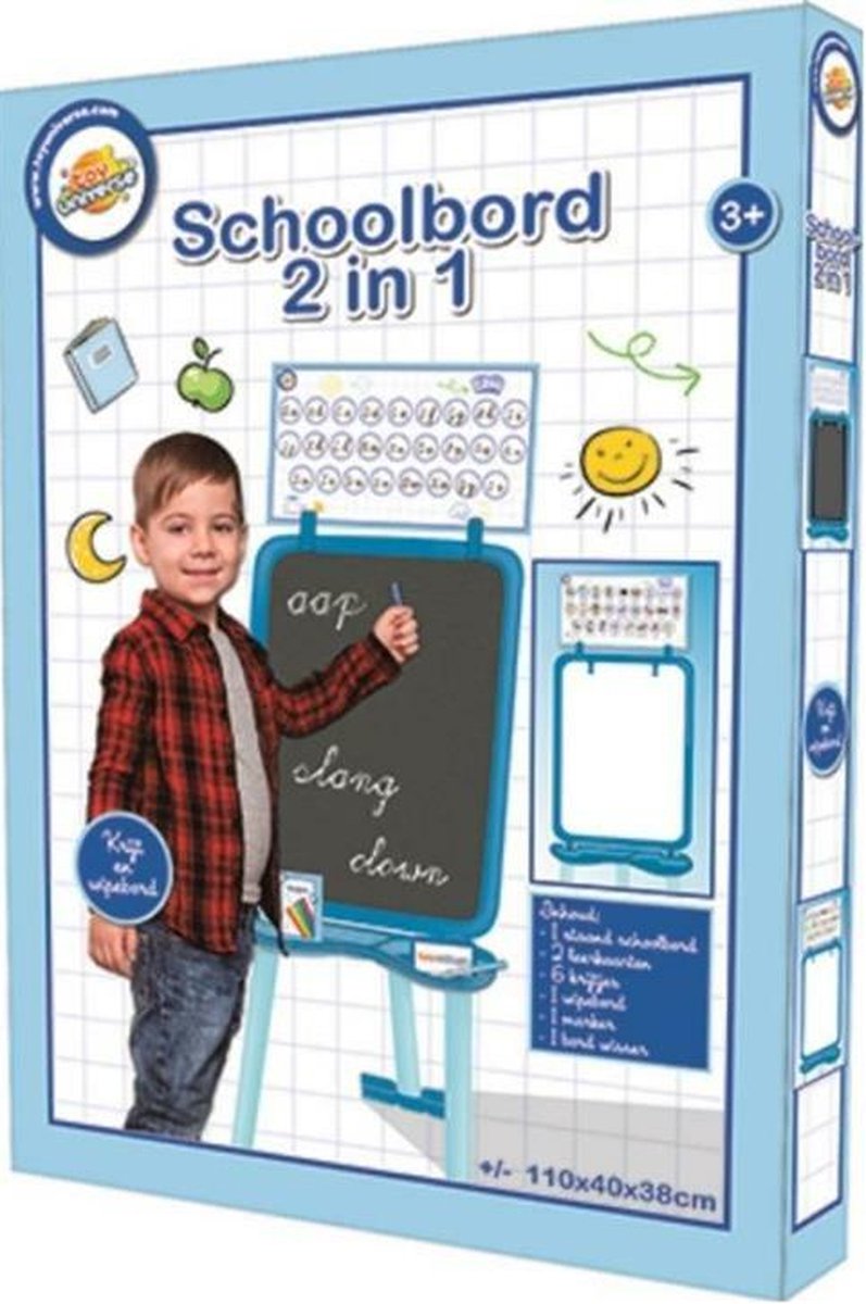 Krijtbord Kinderen - 2 in 1 - Blackboard - Blauw - Whiteboard - Schoolbord - Magneetbord - Memobord - 110 cm