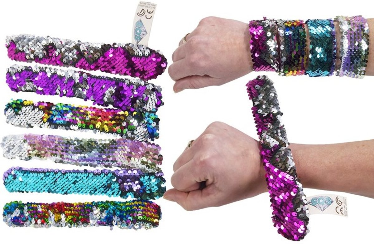 Meisjes armband met pailletten - glitters - klaparmband - 3 armbanden